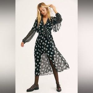 FREE PEOPLE DAZEY 2-FER FLORAL CHIFFON DRESS